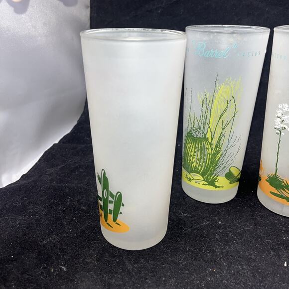 Set Of 6 Vintage Blakely Oil & Gas Arizona Cactus Frosted Ice Tea Glasses - Picture 5 of 11